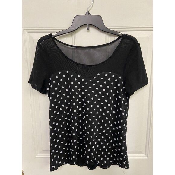 naif womens polka dot short sleeved top womens small Sheer Bodice Cap Sleeve EUC - Picture 2 of 3